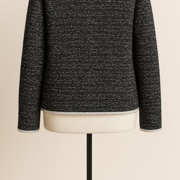 Cynthia Rowley Women’s Speckled Knit Sweater – Black & White – Size XL - Picture 4 of 5